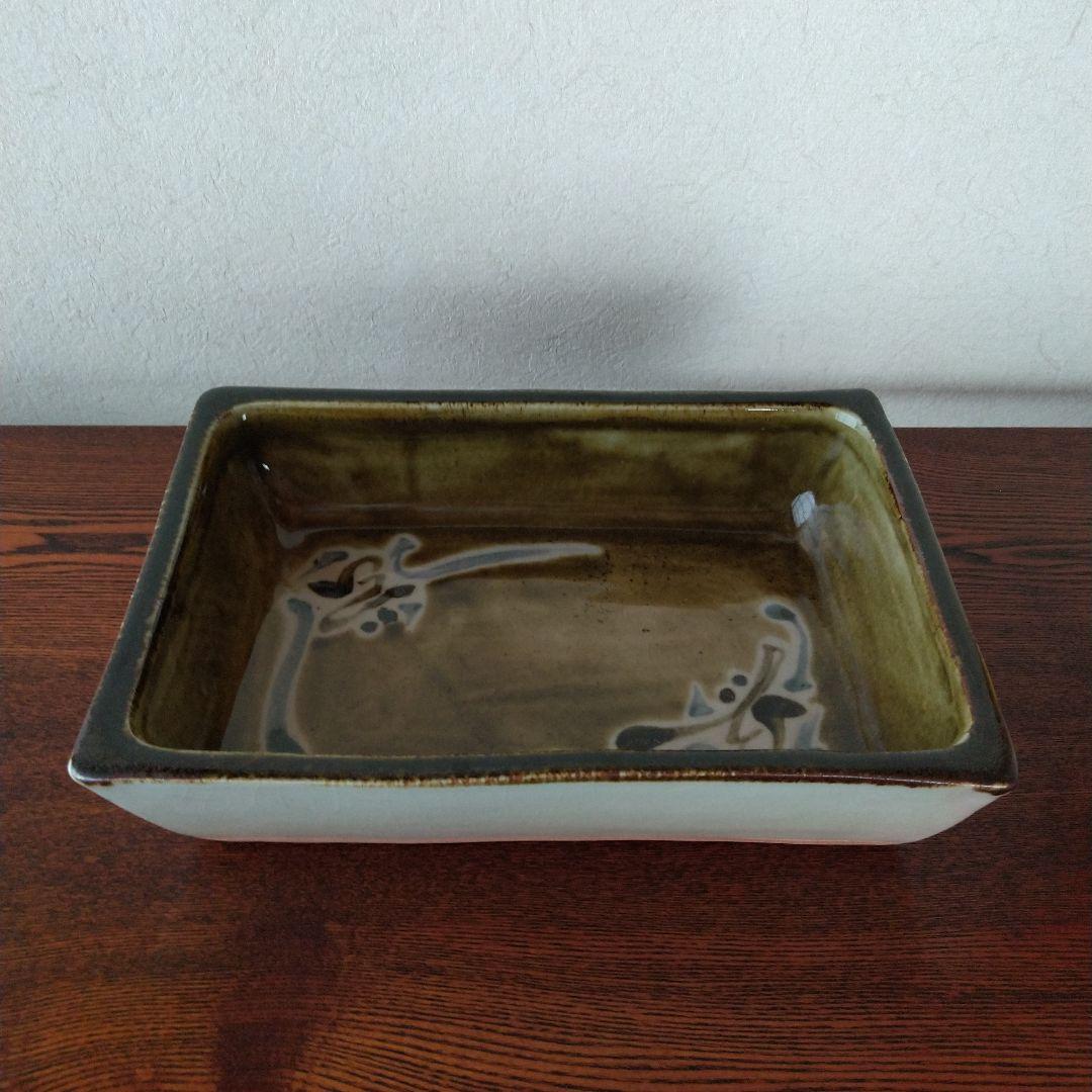 河井創太　飴釉抜蝋文鉢　桐共箱　栞付