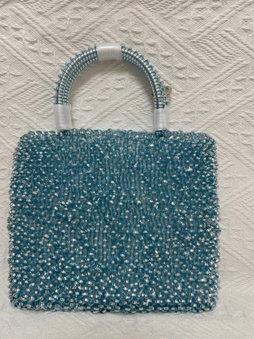 ゆーすけ　ビーズワイヤーバッグ　ショルダーバッグ　水色　青 blue