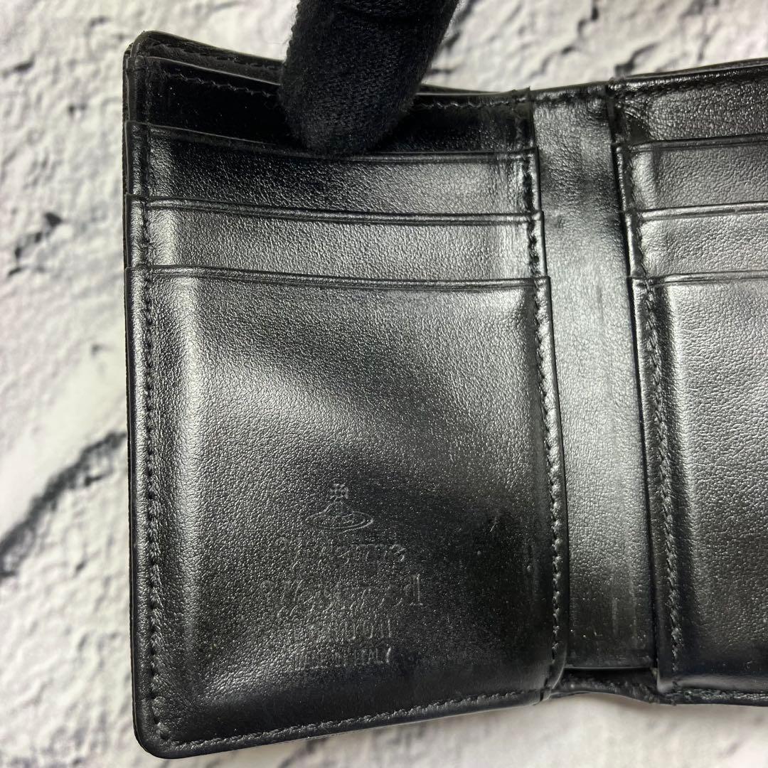 ヴィヴィアンウエストウッド✨がま口 オーブ ゴールド金具 三つ折り財布 本革 黒