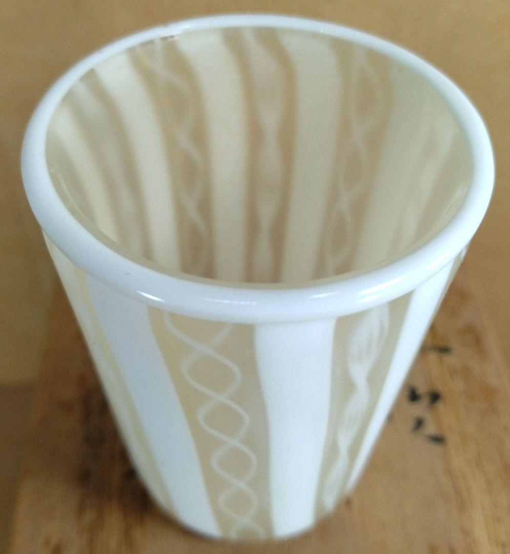 【本物保証】藤田喬平 手吹 ベェニスぐい呑 共箱 栞 白黄色系 金箔挟 ヴェニス