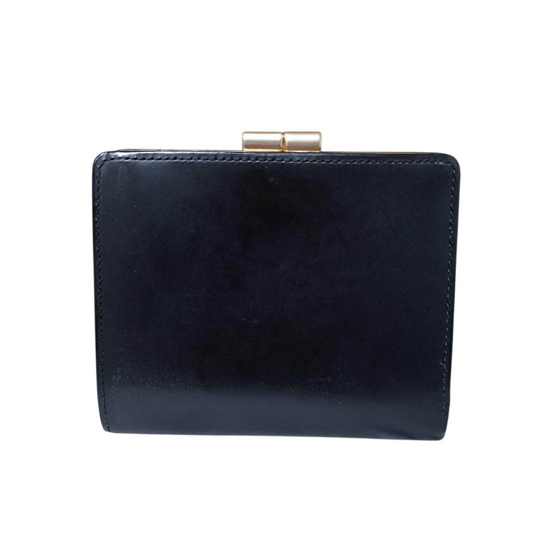 【美品】バーバリー 二つ折り財布 がま口 ゴールド金具 ノバチェック ブラック