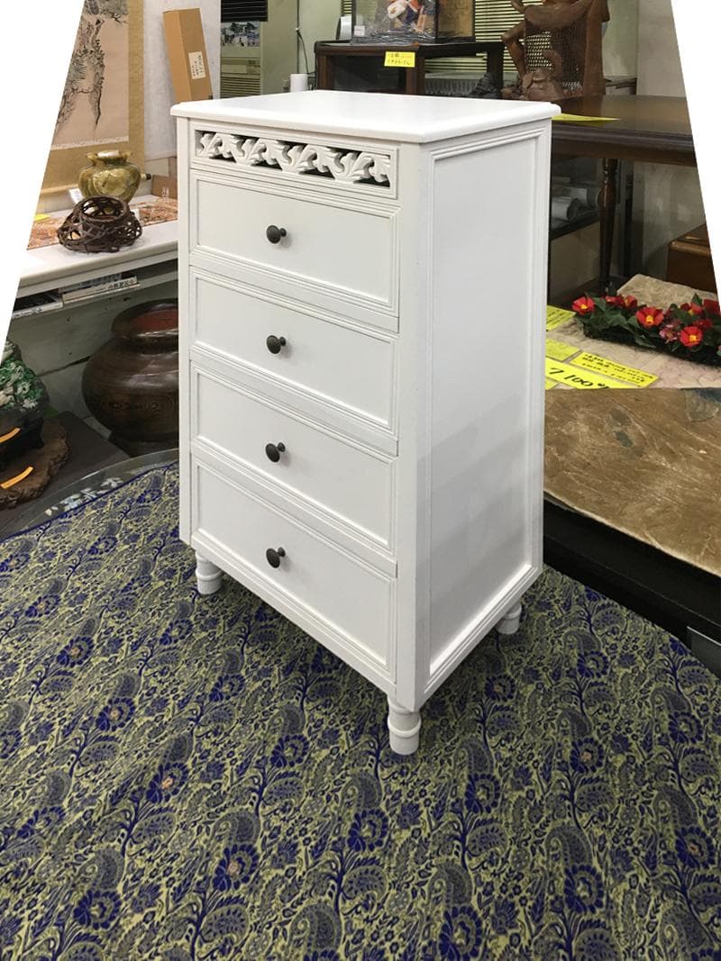 極美品！ 送料込！　 白家具　チェスト キャビネット　杉材　モデルルーム展示品！