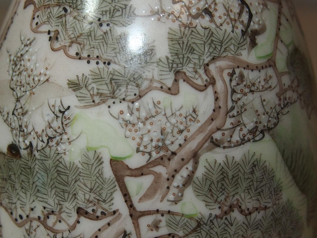 【骨董・良品】明治期 九谷焼 於九谷/久香堂 大徳利 10客 山水鶴松図 酒器