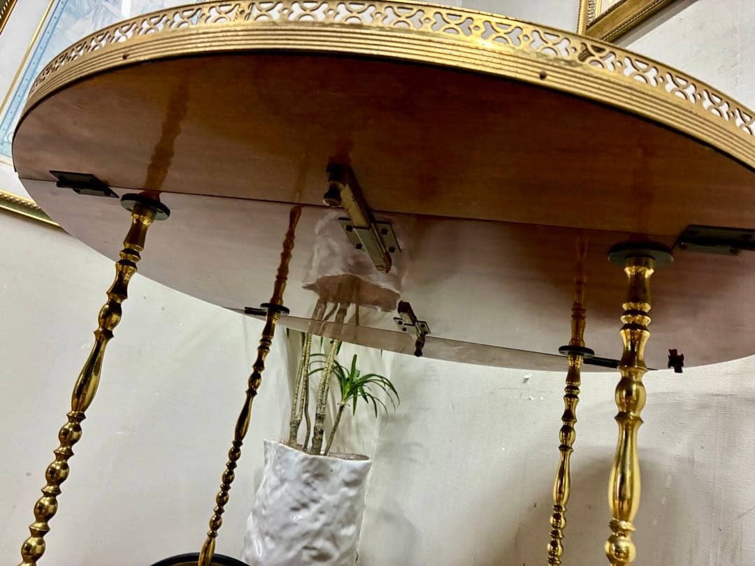 管444☆イタリア製☆アンティーク☆象嵌細工☆キッチンワゴン