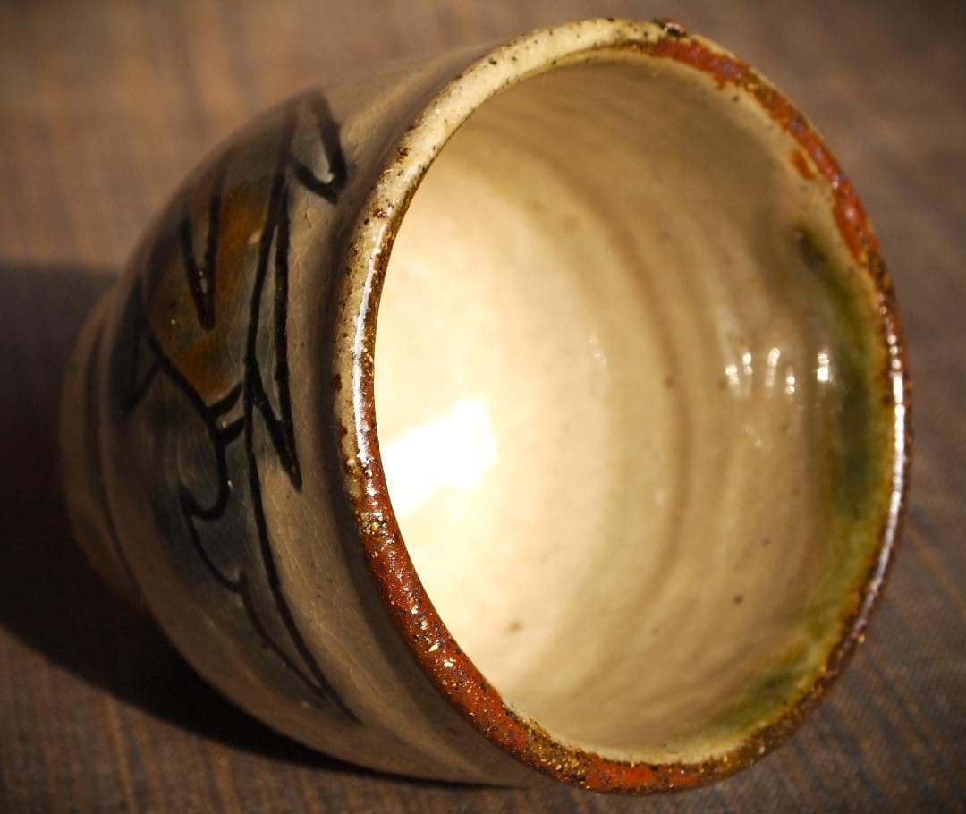 希少作★金城次郎【人間国宝】★壺屋焼き魚紋湯のみＡ★共箱・栞