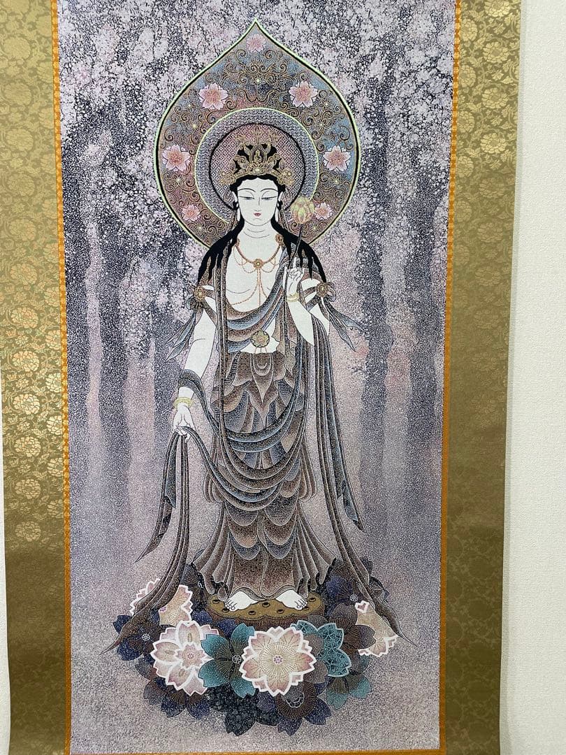 高級西陣美術織掛け軸　桜観音　丸山寿美作　ビッグサイズ　超美品　128万の品