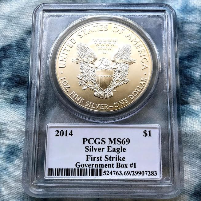 【貴重】2014 アメリカ 米国 シルバーイーグル MS69 ガバメントボックス