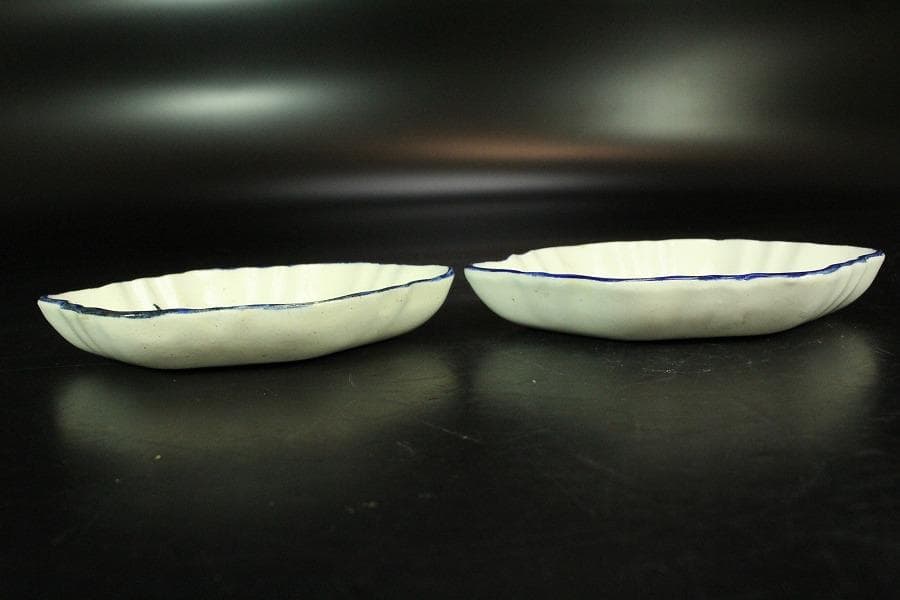 西洋骨董 阿蘭陀 菱皿 一対 時代物(K-A394)