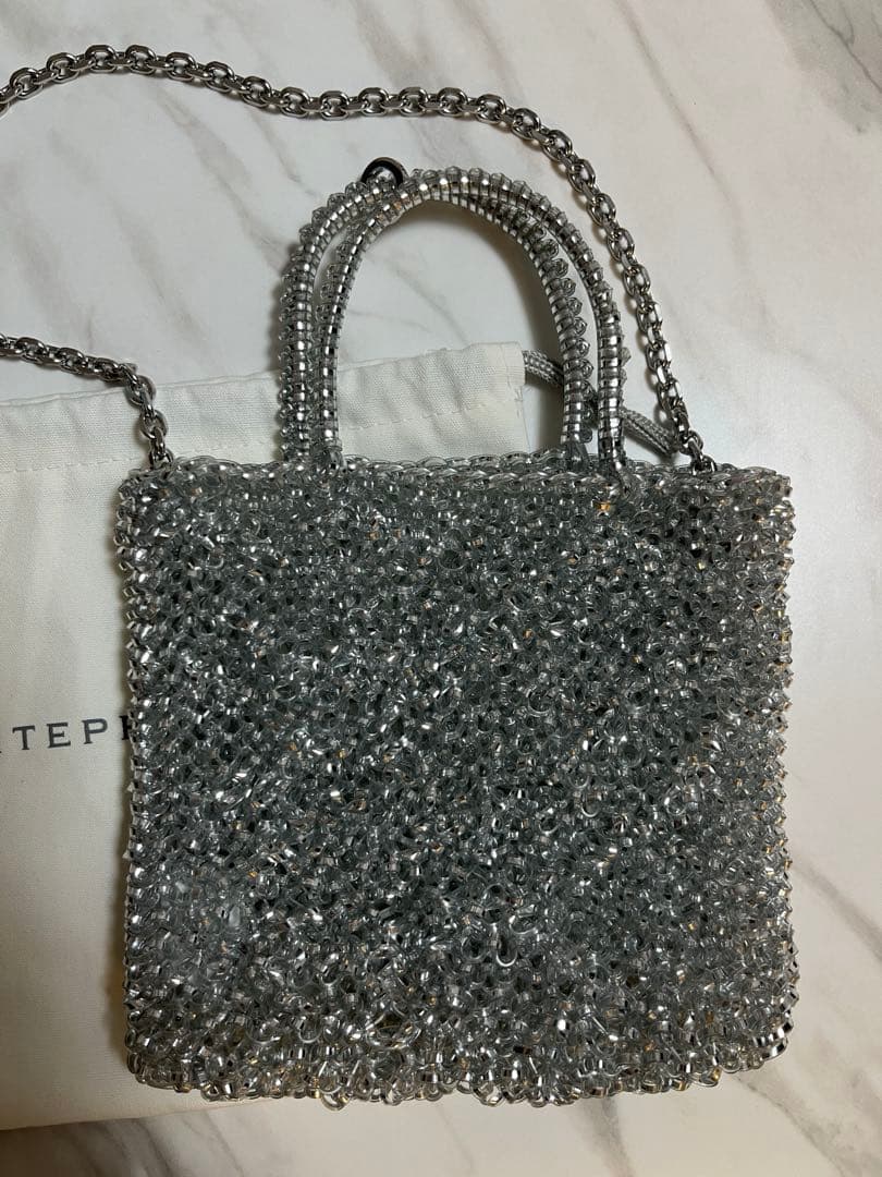 ANTEPRIMA シルバー ビーズショルダーバッグ　ミニアトゥーラ
