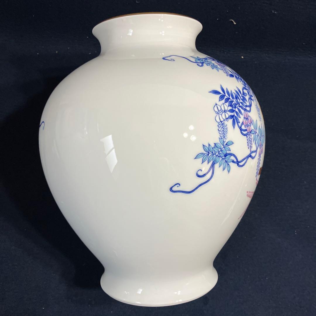 宮内庁御用達香蘭社花瓶「染錦花車」　高級花瓶