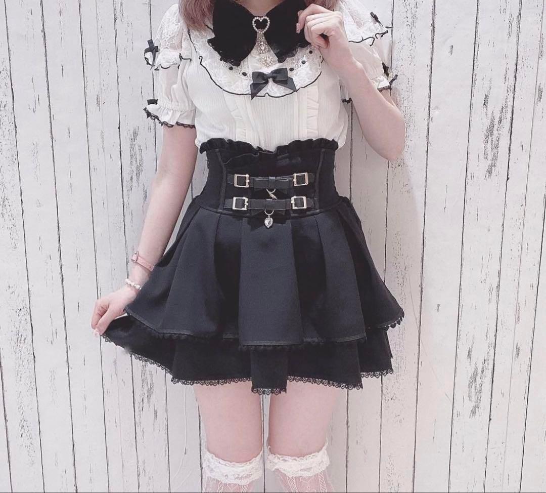 LIZLISA リズリサ　2連リボンベルトスカパン ブラック　黒