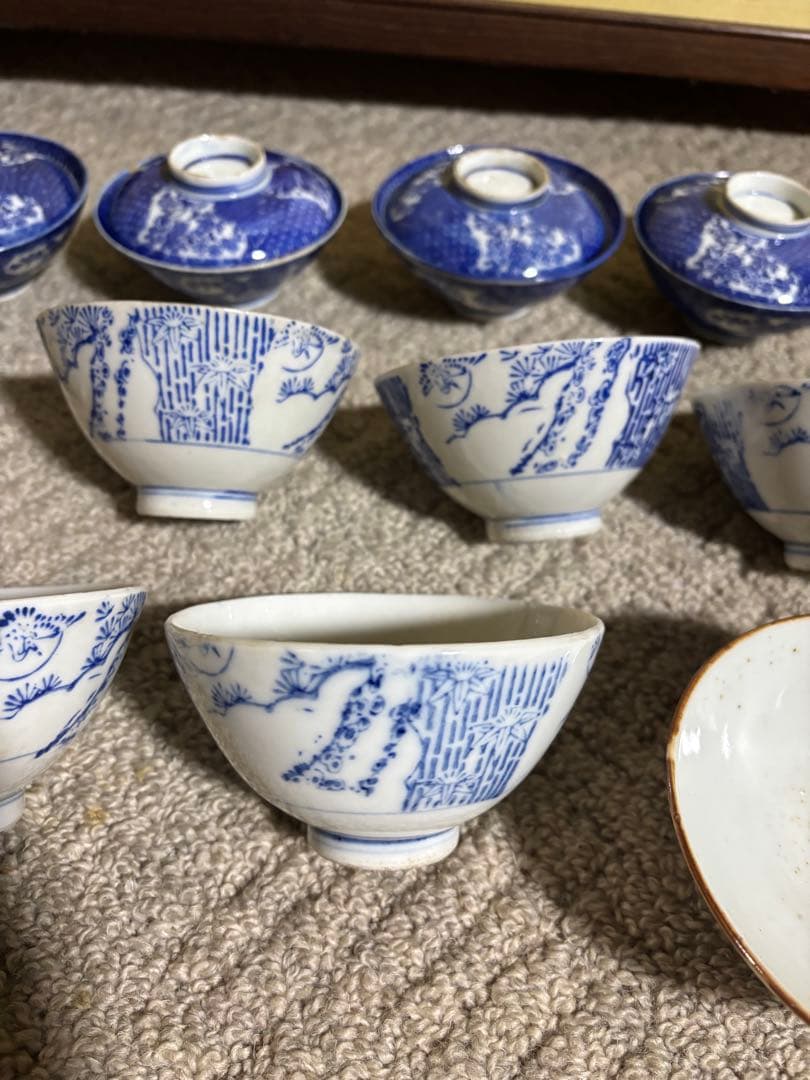 古伊万里 江戸時代 染付 蓋付あり 有田焼き 陶磁器 茶碗 まとめ 骨董品