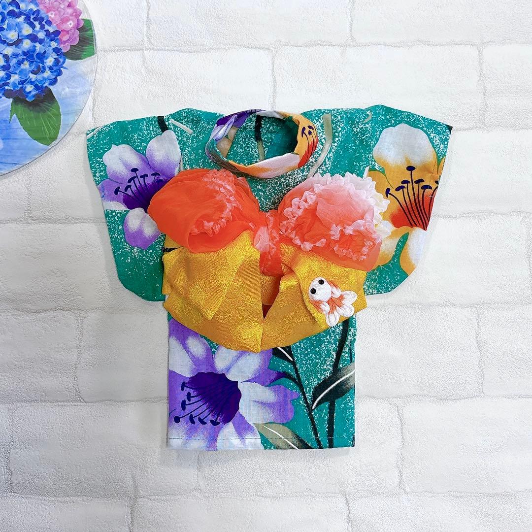 即納✨犬の浴衣✨犬用本格本染浴衣 XS グリーン 犬服 ゆかた