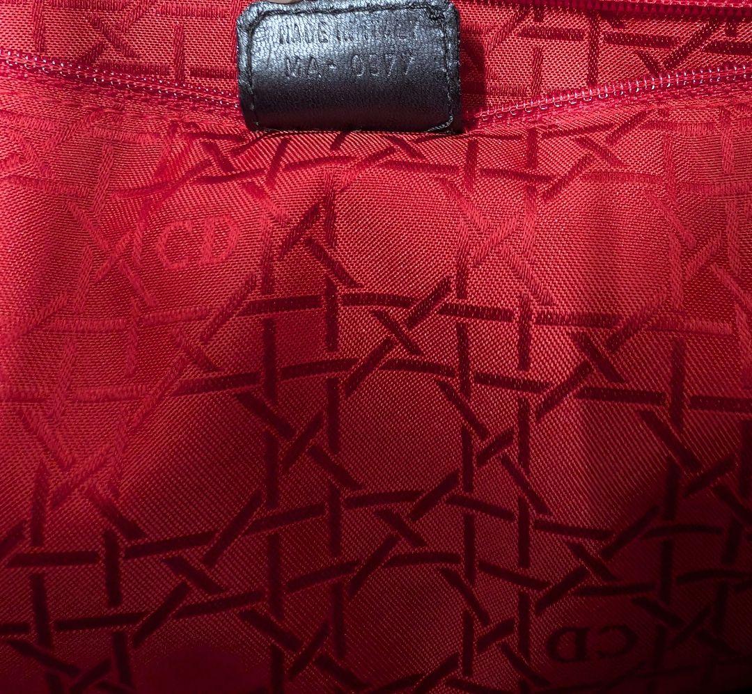 美品 ディオール レディディオール カナージュ レザー ハンドバッグ 黒