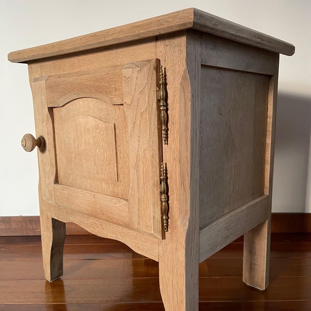 キャビネット サイドテーブル ナイトテーブル アンティーク フランス 無塗装