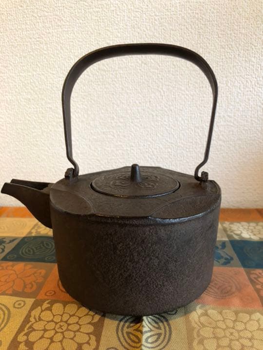 浄義　七宝　銚子　鉄瓶　共箱　 陶器蓋付き