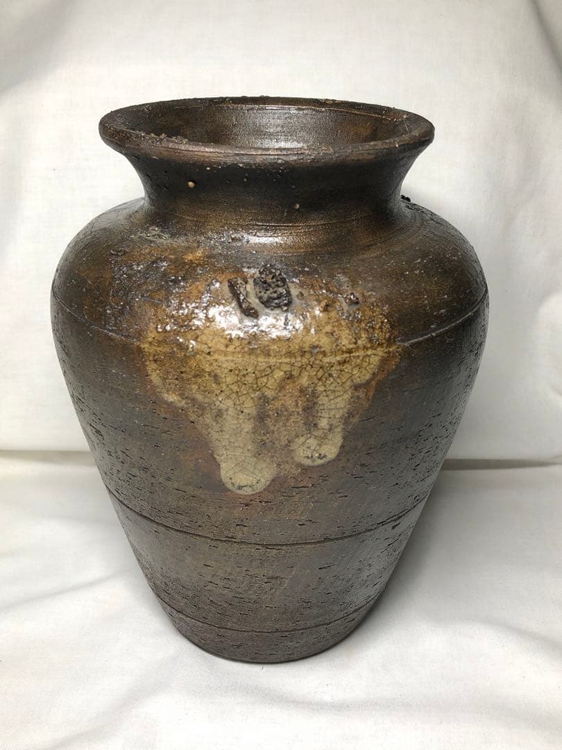 窯变大壺。花器。華道具。手造。戰前。名作家「北大路魯山人」。茶室美術。舊家藏出