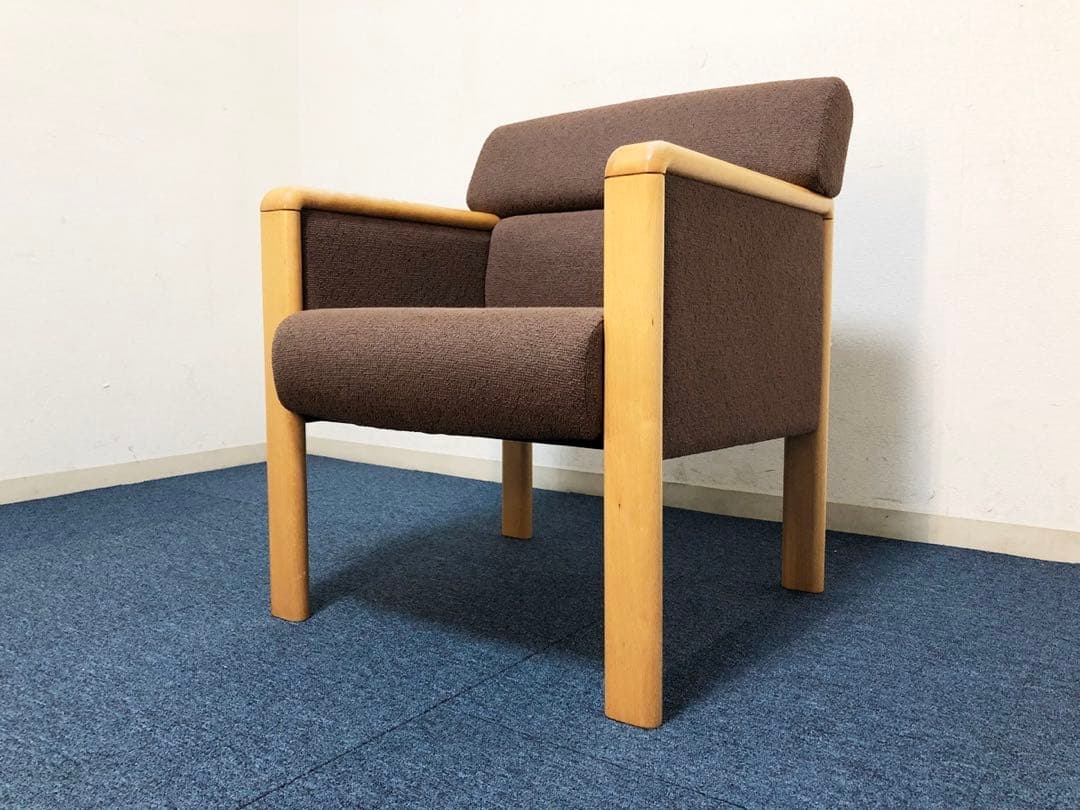 jam　okamura 高級イージーチェア1人用ソファ布生地ブラウン生地