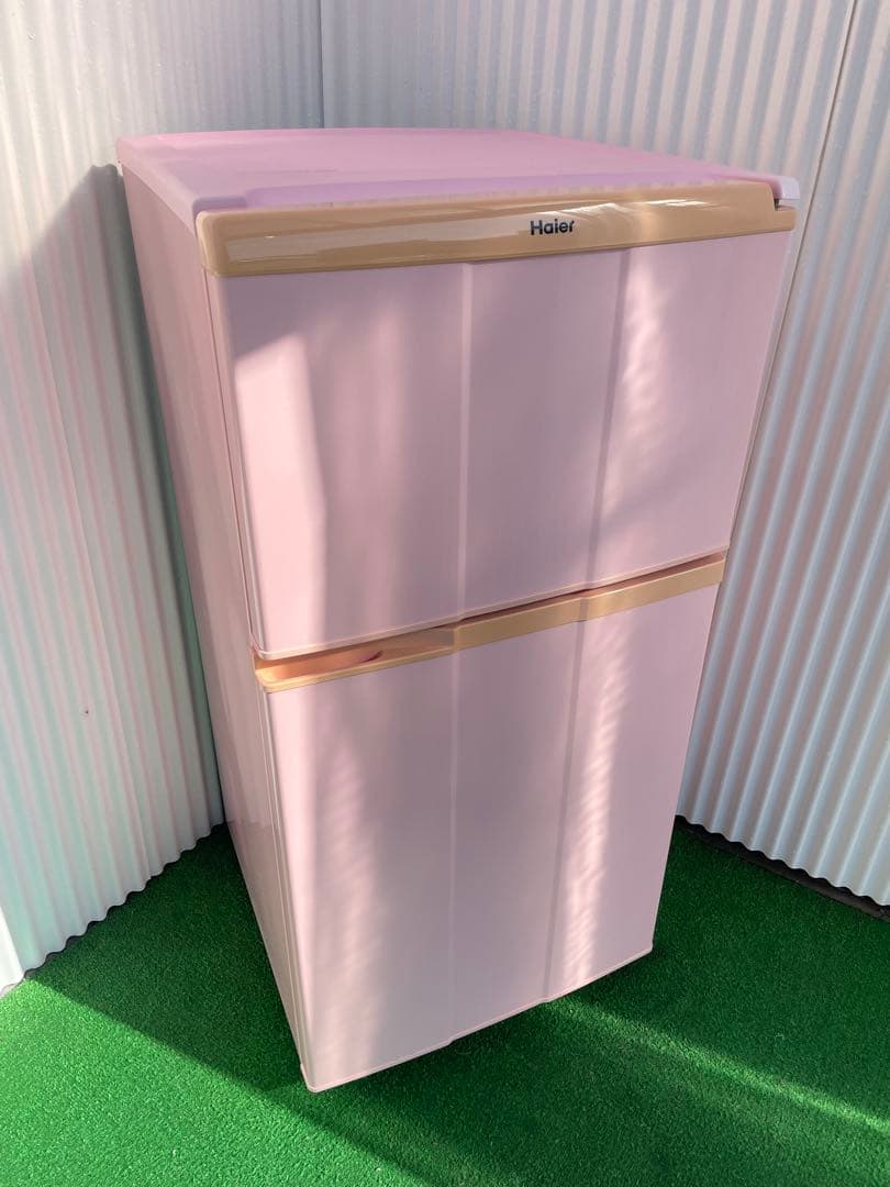 916 ハイアール おしゃれピンク 2ドア冷蔵庫 98L インテリア レトロ