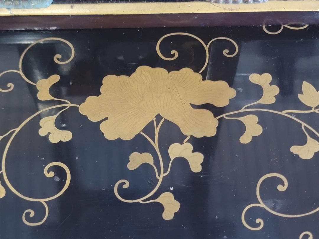 古美術 纏枝蓮花紋 蒔絵 鏡台 化粧箱付 時代物 DT426