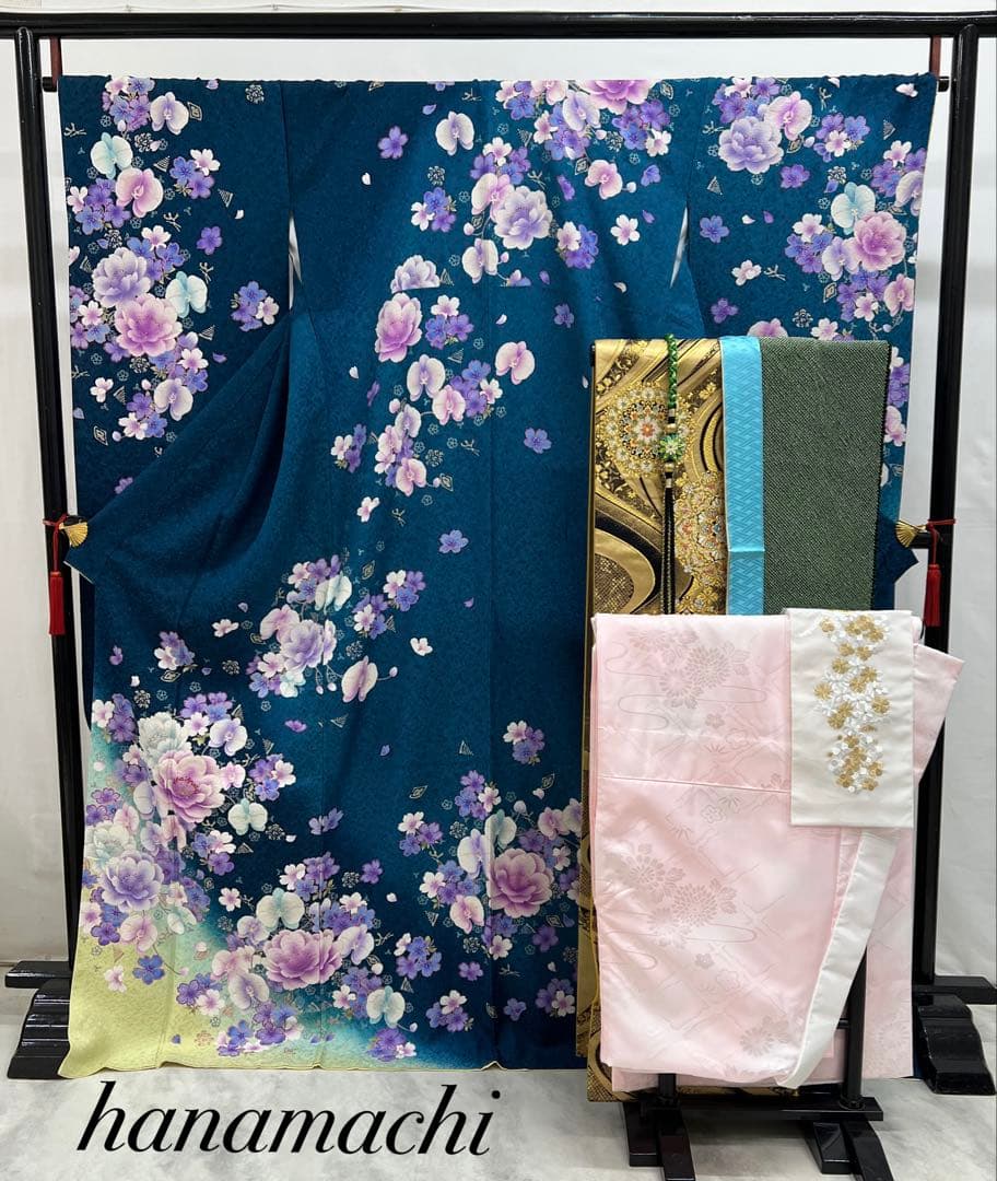 振り袖　フルセット　成人式　長襦袢付　金彩　刺繍　銀通し　ゆったりサイズ　652