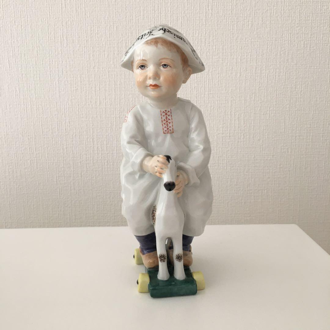 マイセン 陶器 人形 ヘンチェルシリーズ　木馬に乗る子供
