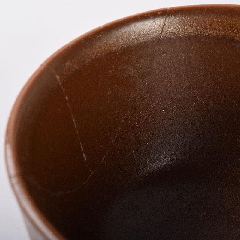 佐渡無名異焼　藤井波山造　朱泥　茶碗五客　急須　湯冷　茶器揃　共箱　VR8436