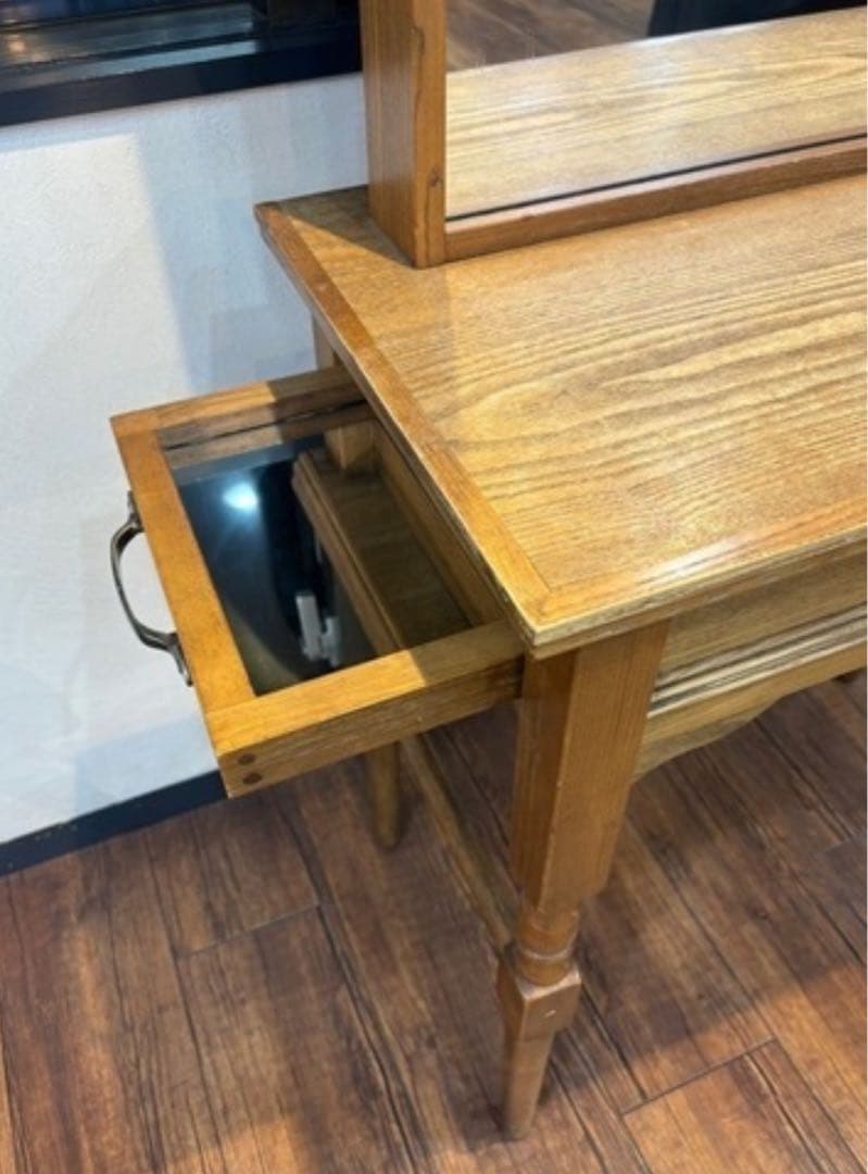 2台在庫　美容室　ヘアサロン　セット面　鏡付き ドライヤー収納可能　木製