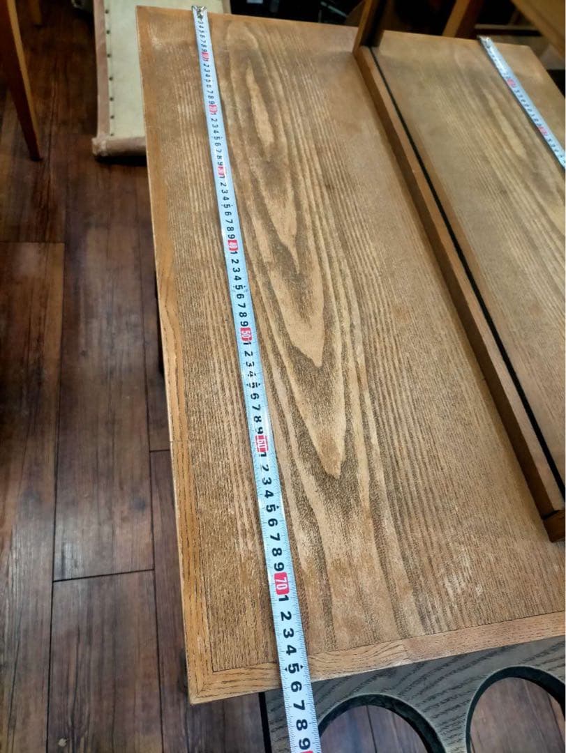 2台在庫　美容室　ヘアサロン　セット面　鏡付き ドライヤー収納可能　木製