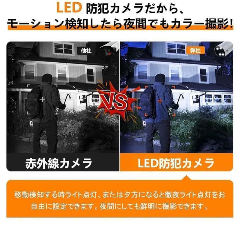 防犯カメラ ワイヤレス 無線 配線工事不要 500万画素 カメラ 4台付属