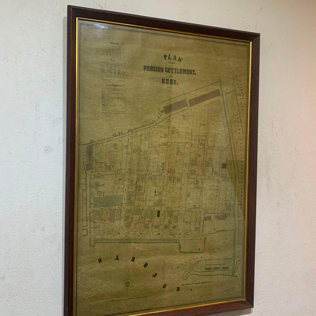 超希少　複製画　J・Wハート『神戸居留地計画図』1870年　アンティーク