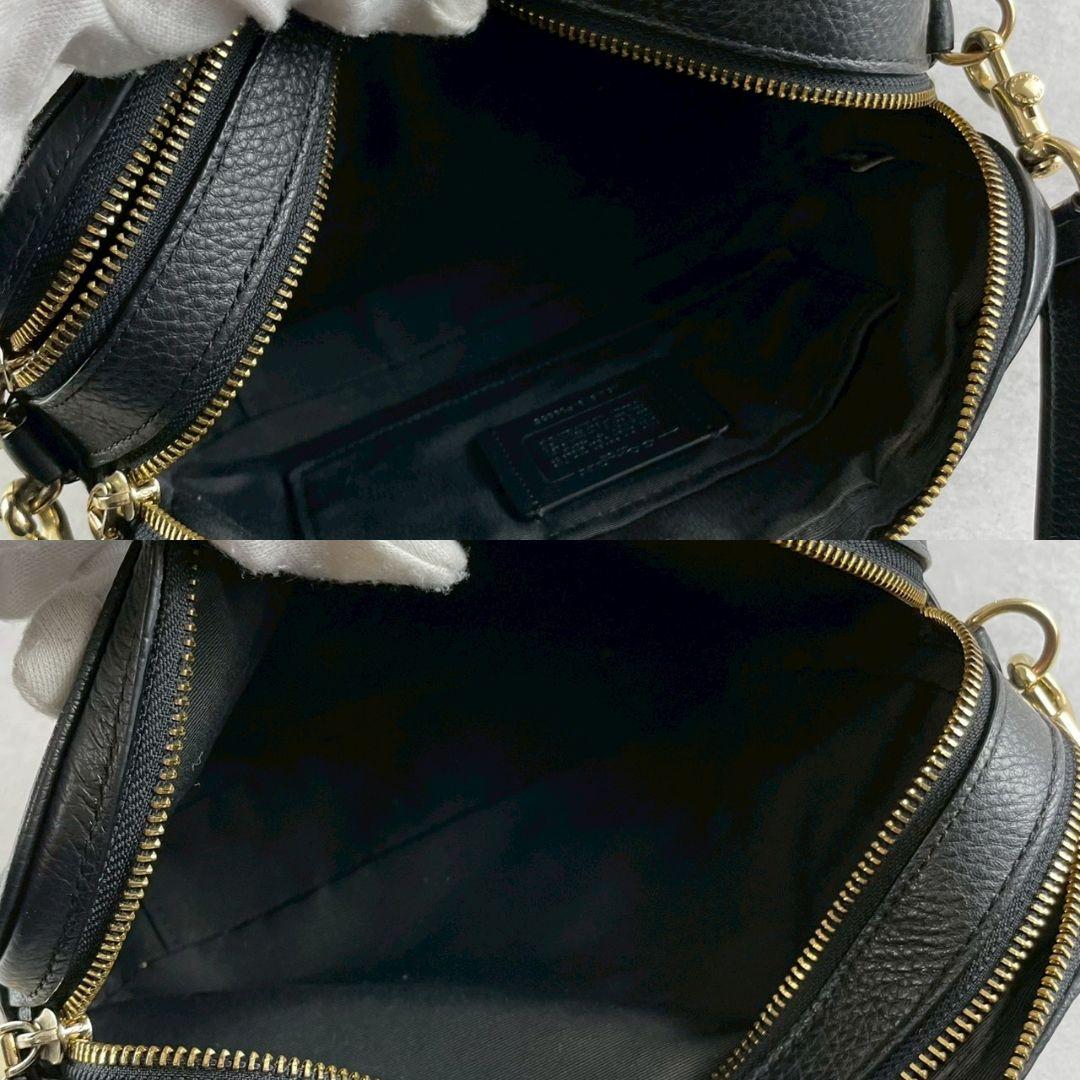 極美品 コーチ ジェス 2way カメラバッグ ダブルジップ シボ革 ブラック