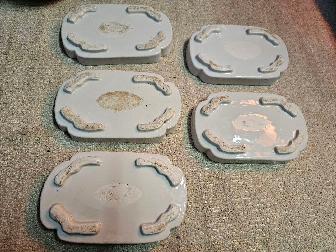 江戸後期 古伊万里 古染付け写し 懐石用 虎に人 5客セット