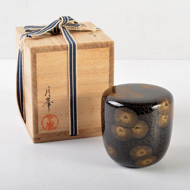 茶道具　輪島塗　月峯作　唐松　沈金　棗　共箱　V　R6015