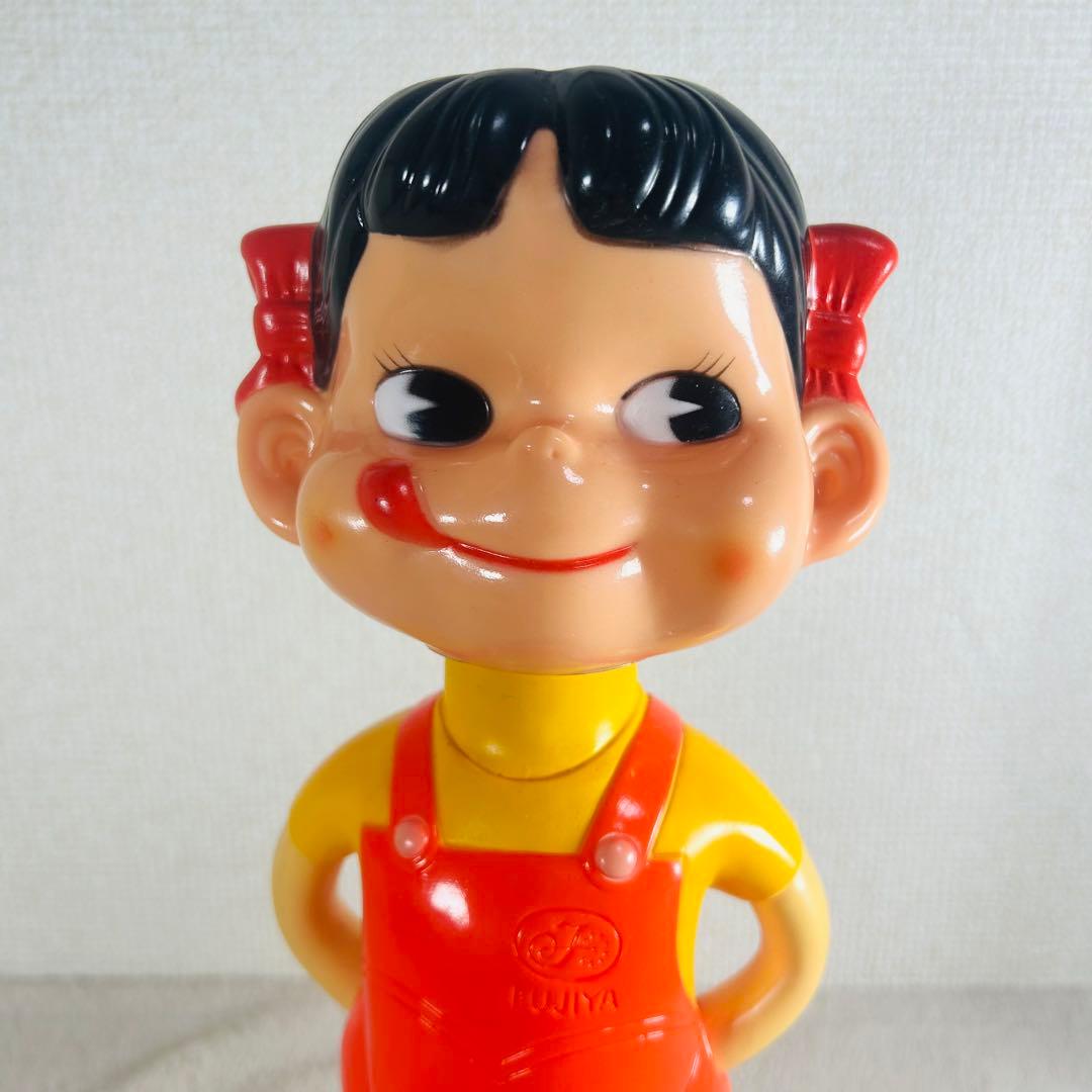 【超希少美品】不二家 首ふりペコちゃん　ソフビフィギア　スプリング　レトロ