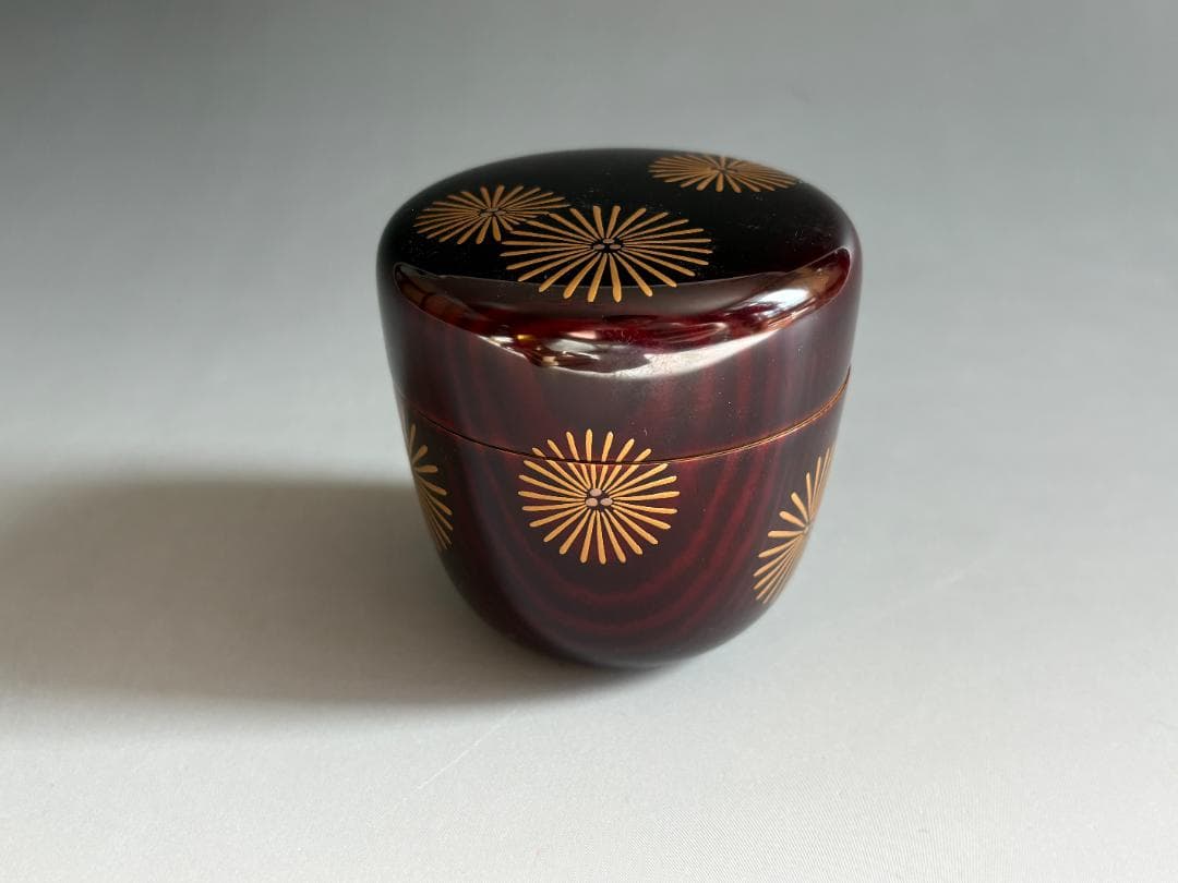 堀井胡春作　尋牛斎書付　唐松蒔絵　溜　大棗　茶道具　表千家