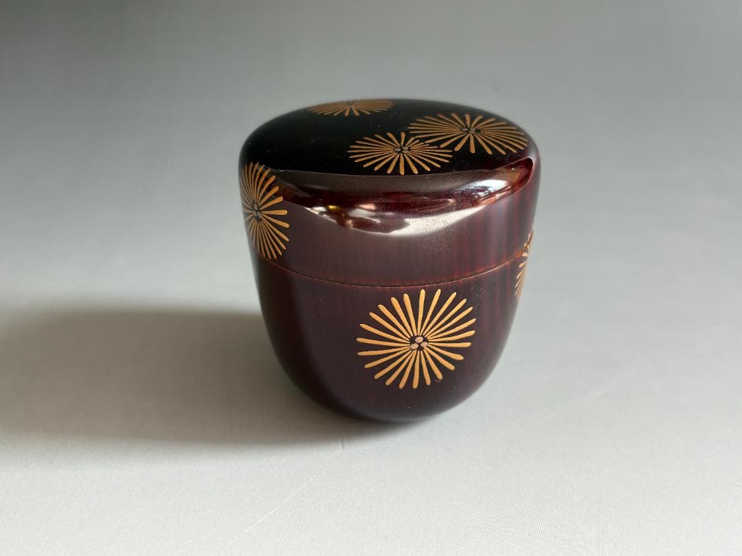 堀井胡春作　尋牛斎書付　唐松蒔絵　溜　大棗　茶道具　表千家