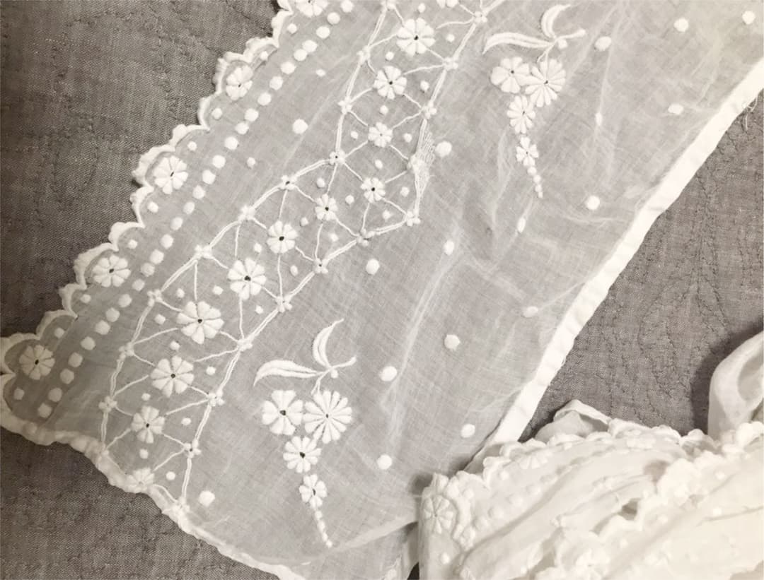 フランス アンティーク 手刺繍 スーパーロング レース 端切れ ストール