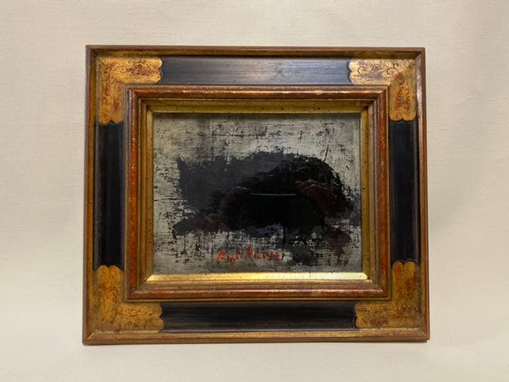 絵画 油絵　母と仔