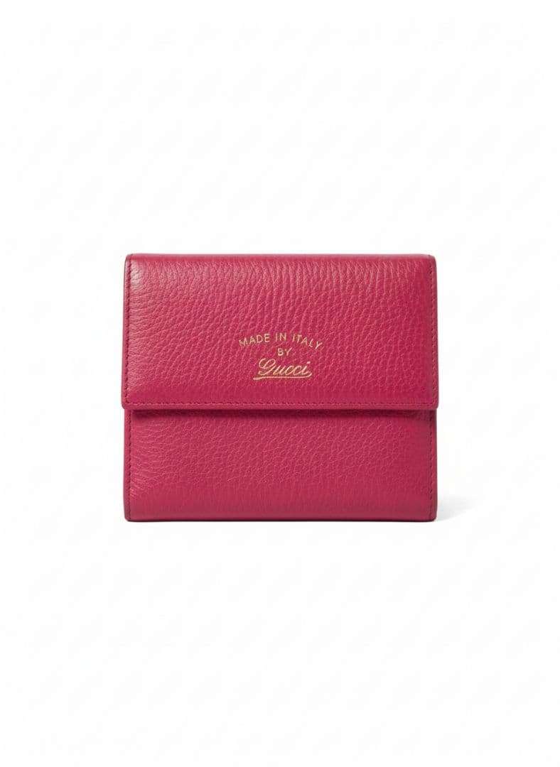 Gucci 三つ折り財布　レザー　ピンク　マゼンダ