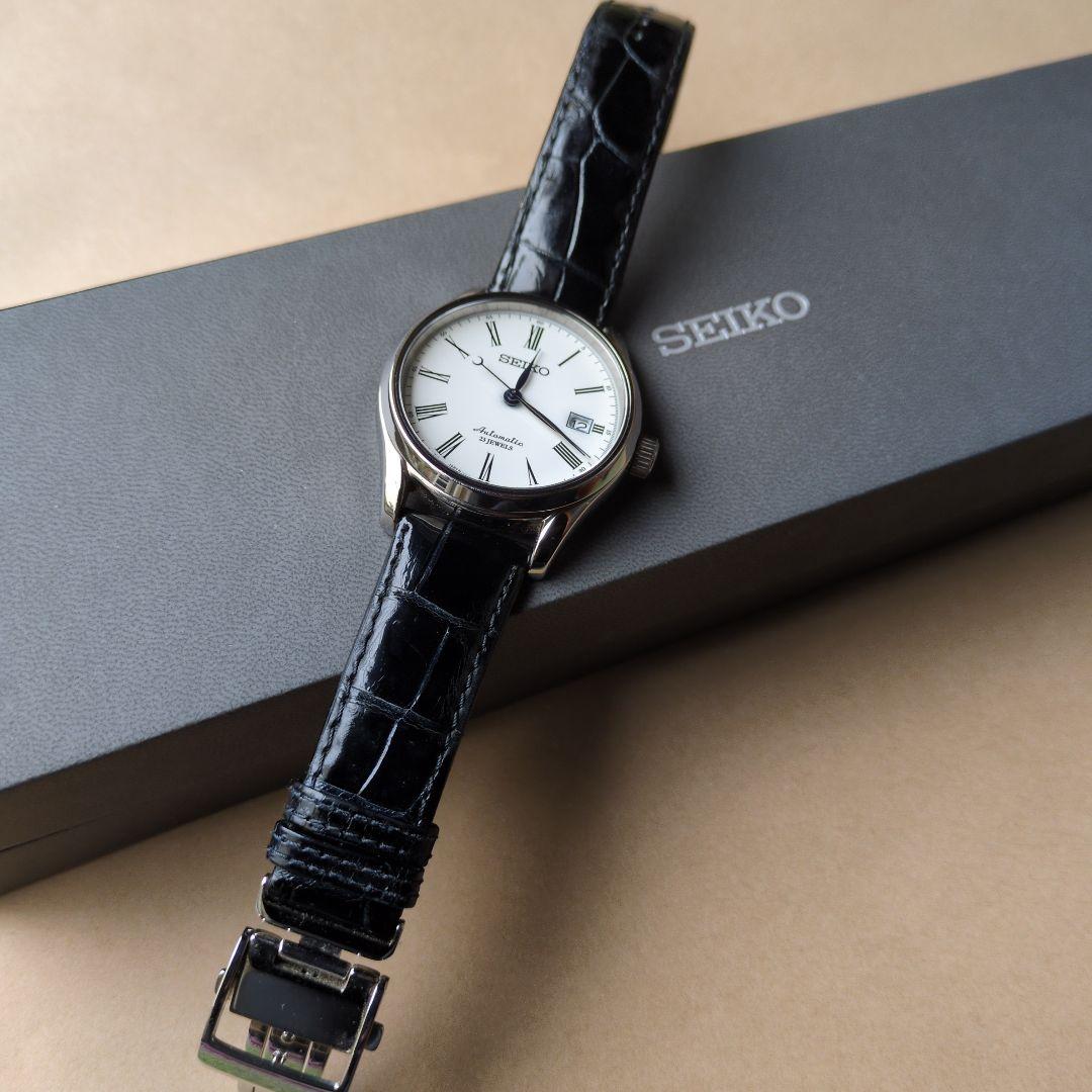 SEIKO プレザージュ ホワイト琺瑯ダイヤル 自動巻き