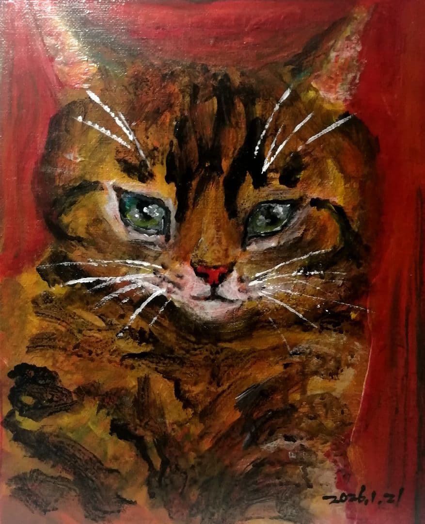 猫 猫の絵 絵 絵画 アクリル画 原画 アート ドローイング アートパネル