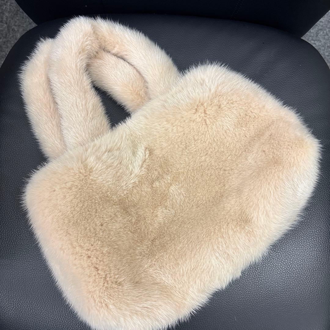 フォクシー　ミンクハンドバッグ　ピンクベージュ