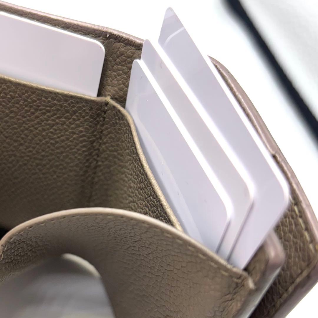 サンローラン 三つ折り財布 グレージュ レザー ゴールドロゴ コンパクトリペア品