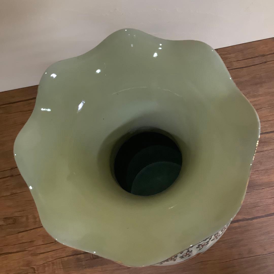 薩摩焼？　双耳壺　キジ　雉　花鳥図　瓶　壺