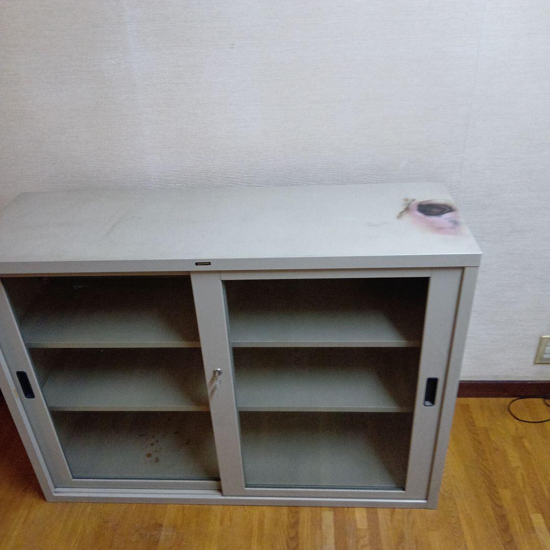 コクヨ　キャビネットスライド式扉 グレー　中古　汚れ有り　88×120×40cm