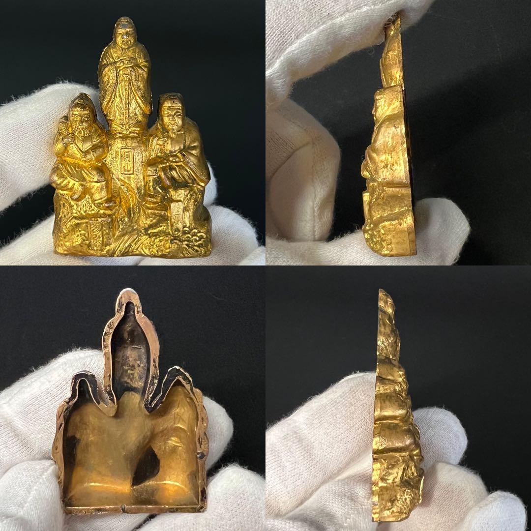 ◎古美術 庵々◎出羽三山 神像◎月山・湯殿山・羽黒山 刻銘◎真鍮鍍金◎山岳信仰