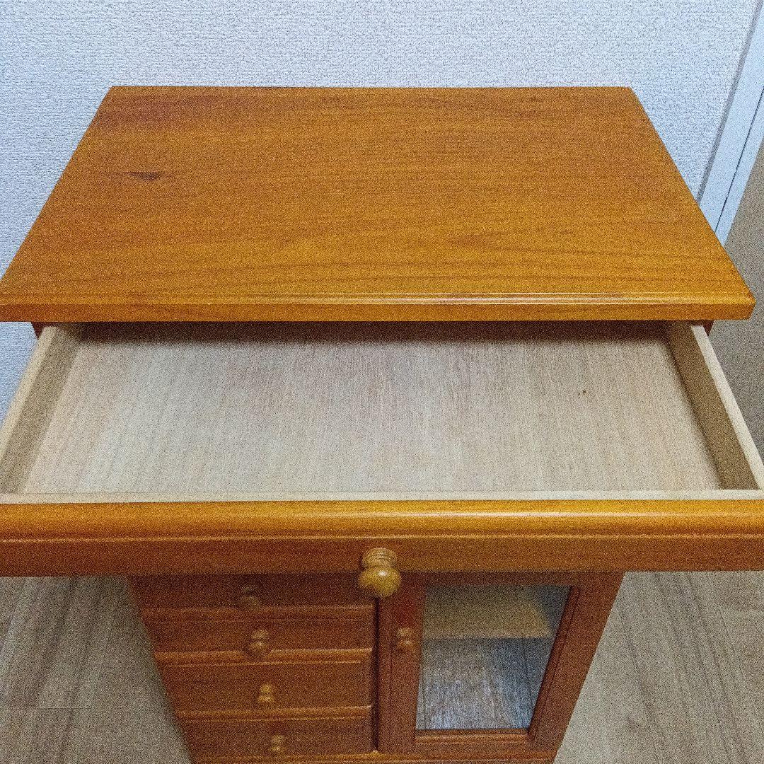 け*ん様 木製電話台　マルチFAXラック/リビングチェスト 　キャスター付