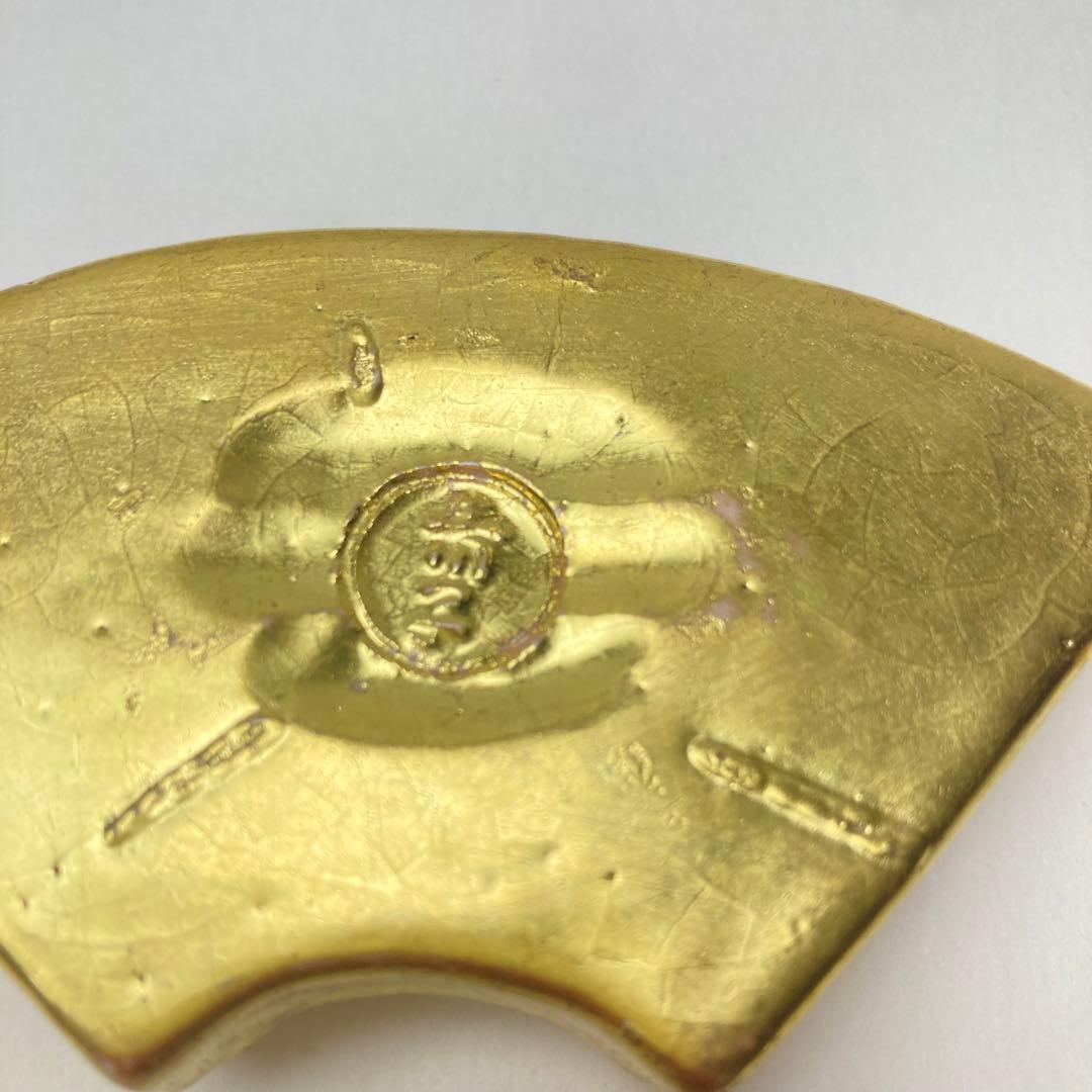 檜垣青子 扇面 松竹梅 香合 金 青子 共箱 栞付 茶道 送料込 晴 美品 楽