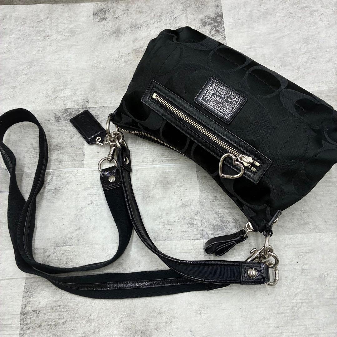 極美品✨コーチ　ポピー　セミショルダーバッグ　2way ナイロン×パテントレザー